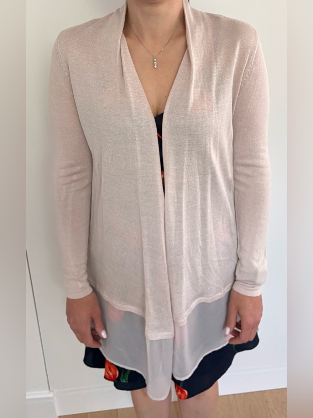 NIC+ZOE Open-Front Sheer Cardigan in Blush Pink - Picture 6 of 7